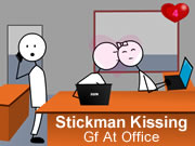 Stickman Kissing Gf at Office